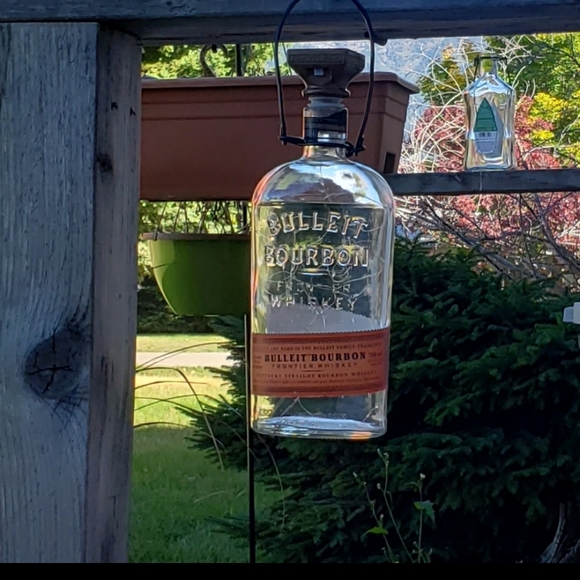 Solar Hanging Bulleit Bourbon Lantern *BEAUTIFUL IN WINTER, TOO* - Picture 4 of 10